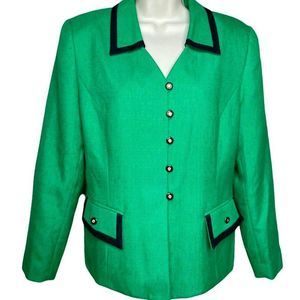 St Patrick’s Vintage Green Black Blazer women’s size Medium 80s 90s Party Clover